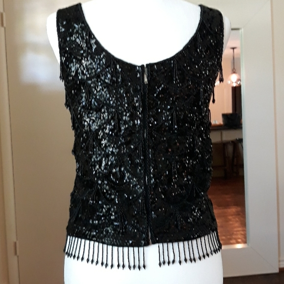 Amazing Vintage Black Sequin Top - Picture 3 of 5